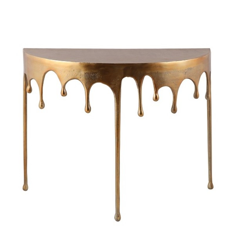 WALL CONSOLE DROP HALF ROUND ANTIQUE GOLD - CONSOLES, DESKS